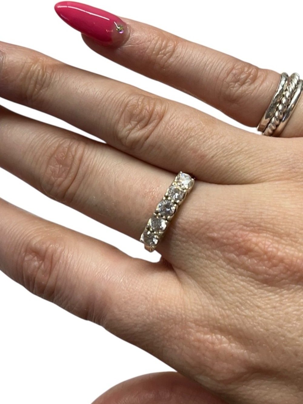 Vintage Sterling Silver .925 Cubic Zirconia Stacking Ring Size 10